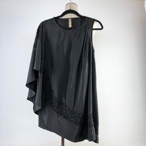 Free People black one shoulder beaded dress
